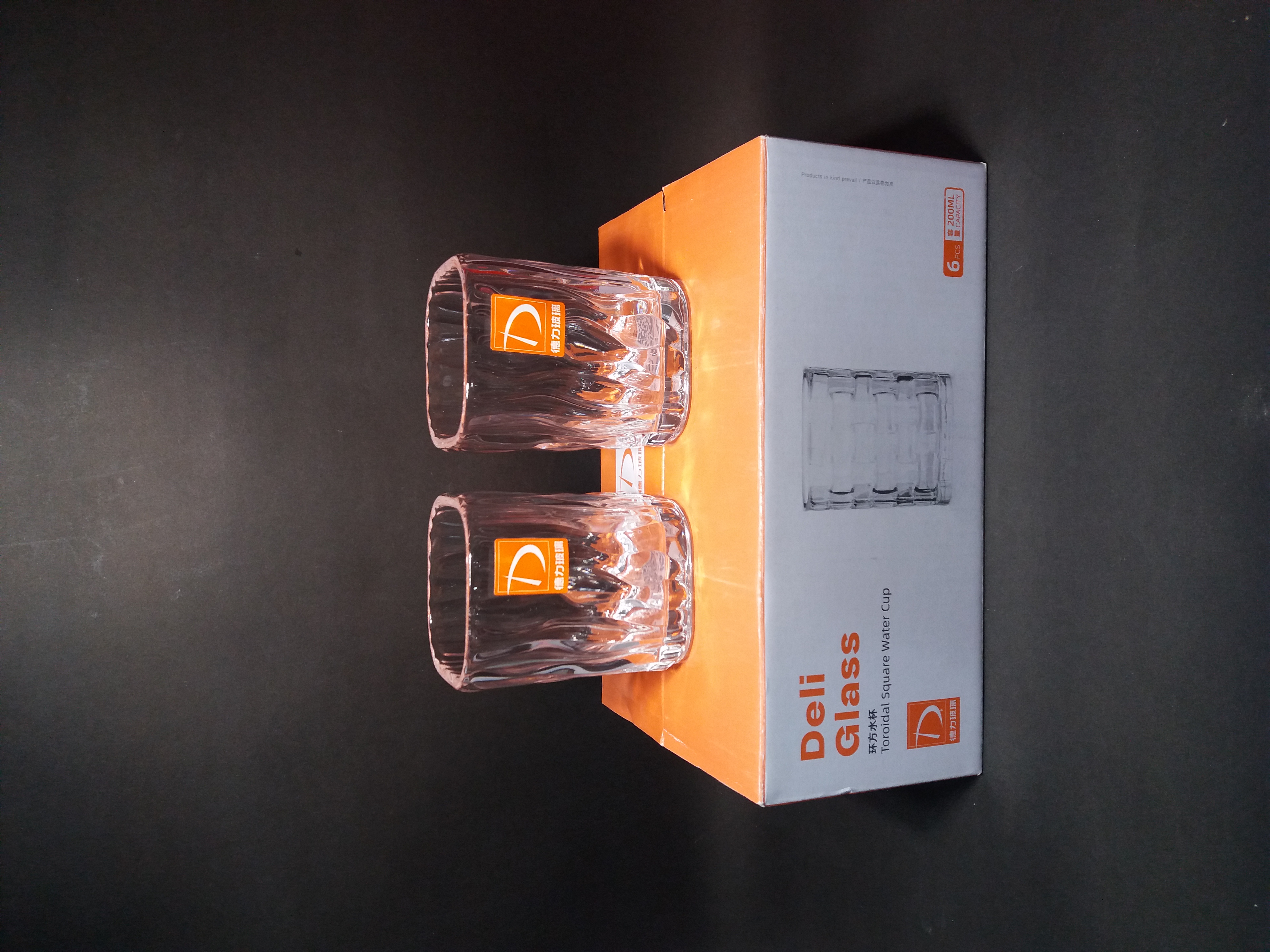نیم لیوان مربع طرح برجسته Deli glass  مدل TKB6002A
